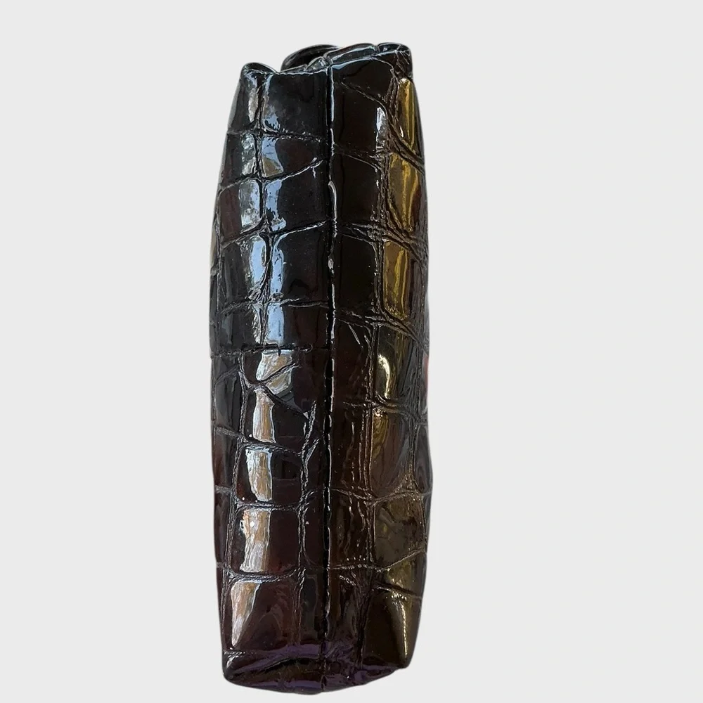 Brighton Chocolate Brown Patent Croc Embossed Coin Purse Wallet